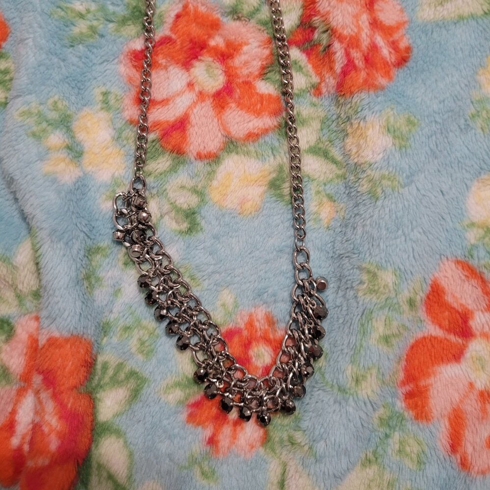 Black Gem Necklace W/ Matching Earrings